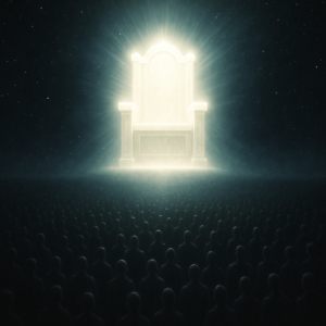Great White Throne surrounded by multitudes awaiting judgment