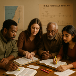 Christians studying Bible prophecy and discussing the Third Temple