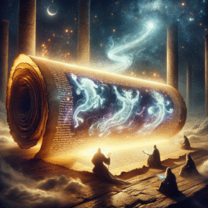 Ancient scroll with prophetic beasts and Daniel’s visions about the last days