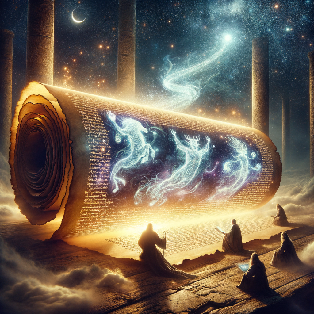 Ancient scroll with prophetic beasts and Daniel’s visions from the book of Daniel